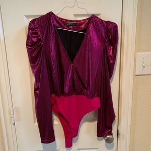 Shimmer puff sleeve bodysuit